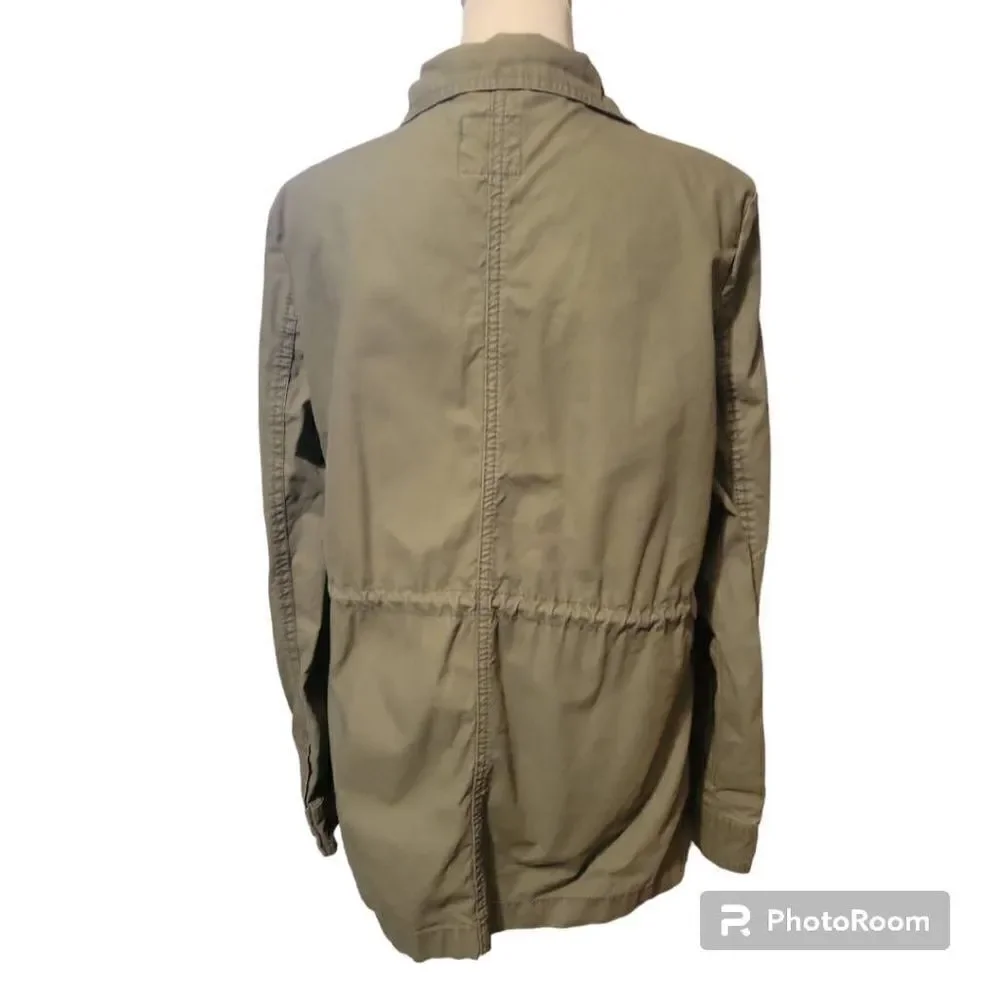 Old Navy Army Jacket with Pockets, Drawstring and Zipper - Picture 4 of 7